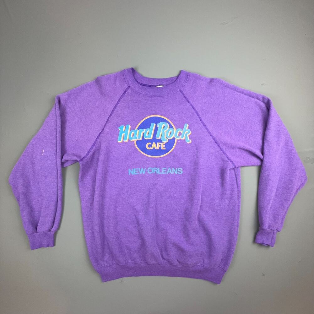 Vintage Hard Rock Cafe New Orleans Sweatshirt Purple USA XL 80s